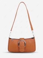 Croc Print Shoulder Baguette Bag