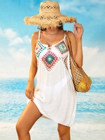 Crochet Granny Square Cover Up Dress White