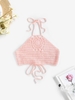 Crochet Halter Crop Tank Top Light pink