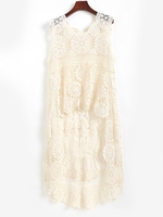 Crochet High Low Cover Up Top Light yellow