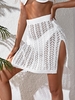 Crochet Hollow Out Beach Cover Up Skirt M White