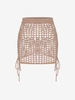 Crochet Knit Lace Up Mini Skirt L Light coffee