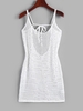 Crochet Openwork Backless Mini Beach Dress M White