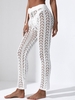 Crochet Openwork Drawstring Beach Pants White