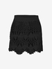 Crochet Openwork Drawstring Mini Skirt S Black