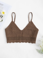 Crochet Scalloped Cami Beach Top Deep coffee