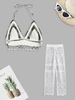 Crochet Shells Halter Bikini Top and Drawstring Cover Up Pants White