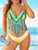 Crochet Tassel Halter Cover Up Top Green