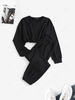 Crop Sweatshirt and Joggers Tracksuit L Black