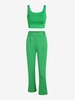 Crop Top and High Waisted Capri Pants Set S Green