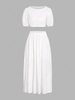 Crop Top and Thigh Split Maxi Skirt Set L White