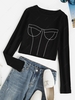 Cropped 3D Print Bustier Baby Tee M Black