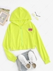 Cropped American Flag Patch Zip Up Hoodie M Green
