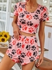 Cropped Animal Claw Print Two Piece Set L Light pink
