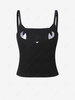 Cropped Animal Ears Embroidered Cami Top L Black