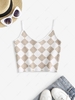 Cropped Argyle Graphic Knit Cami Top L Light coffee