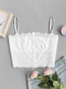 Cropped Button Up Eyelet Scalloped Cami Top M White