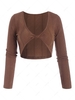 Cropped Cable Knit Twisted Top L Coffee