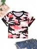 Cropped Camo Ringer Tee Xl Red