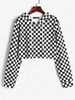 Cropped Checkerboard Hoodie M Black