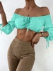 Cropped Cinched Off Shoulder Top Light green