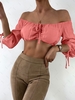 Cropped Cinched Off Shoulder Top Living coral