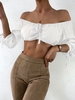 Cropped Cinched Off Shoulder Top White