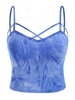 Cropped Criss Cross Tie Dye Cami Top L Blue
