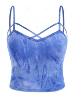 Cropped Criss Cross Tie Dye Cami Top S Blue