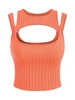 Cropped Cut Out Ribbed Knit Sweater Vest Orange