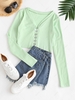 Cropped Eye And Hook Ribbed Tee L Light green