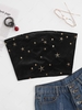 Cropped Gilding Star Velvet Lace-up Bandeau Top M Black