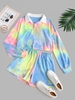 Cropped Half Buttoned Tie Dye Two Piece Set L