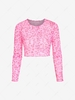 Cropped Heart Sheer Mesh Tee L Light pink