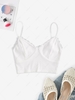 Cropped Lace Trim Ribbed Bustier Cami Top L White