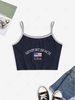 Cropped Letter American Flag Embroidered Cami Top M Deep blue
