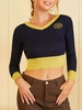 Cropped Letter Embroidered Wide Rib Knitwear Deep blue