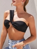 Cropped One Shoulder Ring Tank Top S Black