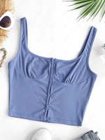 Cropped Rib-knit Bustier Pully Top M Blue