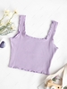 Cropped Ribbed Lettuce Trim Tank Top M Light purple