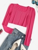 Cropped Ribbed Puff Sleeve Tee S Light pink