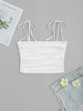Cropped Ruched Tie Shoulder Cami Top L White