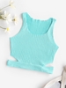 Cropped Side Cutout Ribbed Knit Tank Top L Light blue