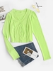 Cropped Snap Button Exposed Seam Jersey Top S Green