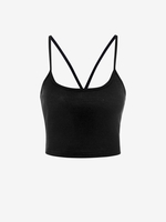 Cropped Solid Ribbed Cami Top S Black