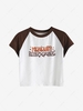 Cropped Star Letter Graphic Baseball Tee S White