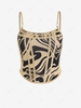 Cropped Swirl Print Corset-style Cami Top S Light coffee
