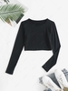 Cropped Thumbhole Long Sleeve Sports Top L Black