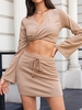Cropped Twist Top and Drawstring Skirt Set S Light coffee