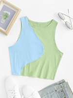Cropped Two Tone Baby Tank Top L Green